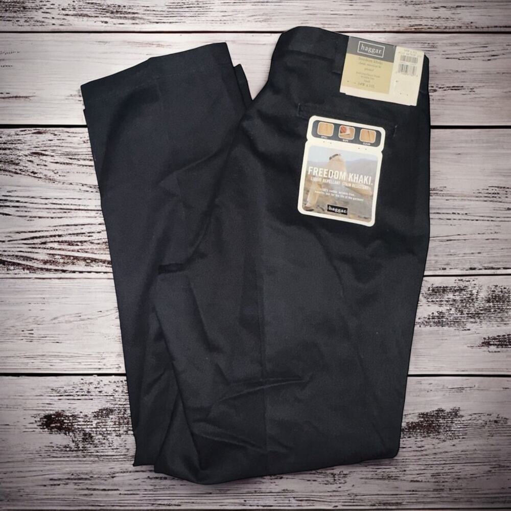 Haggar freedom khaki black mens dress pants size 34X31